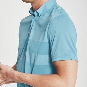 AG Green Label The Hansen Men's Stripe Polo - 2XL - Ocean Blue